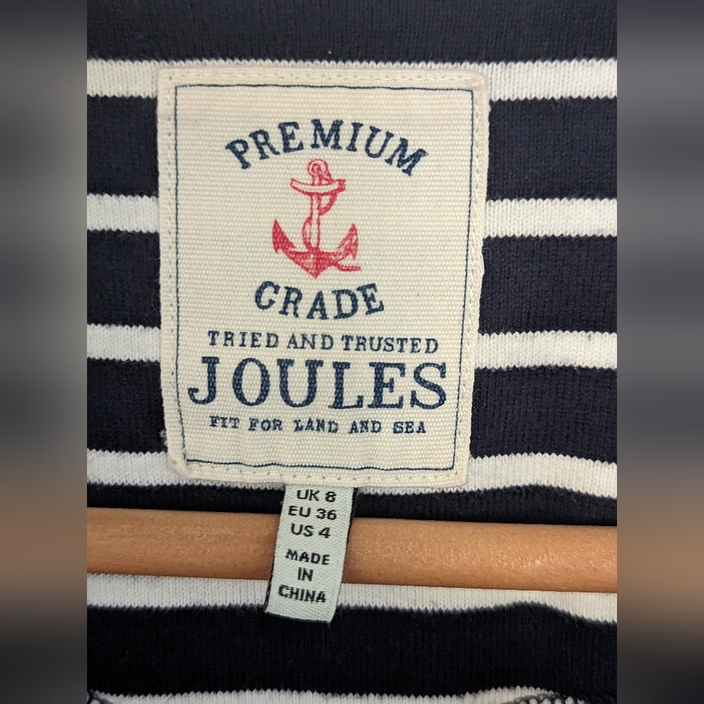 Joules Mariners premium grade stripes white navy size 8 - Picture 5 of 7